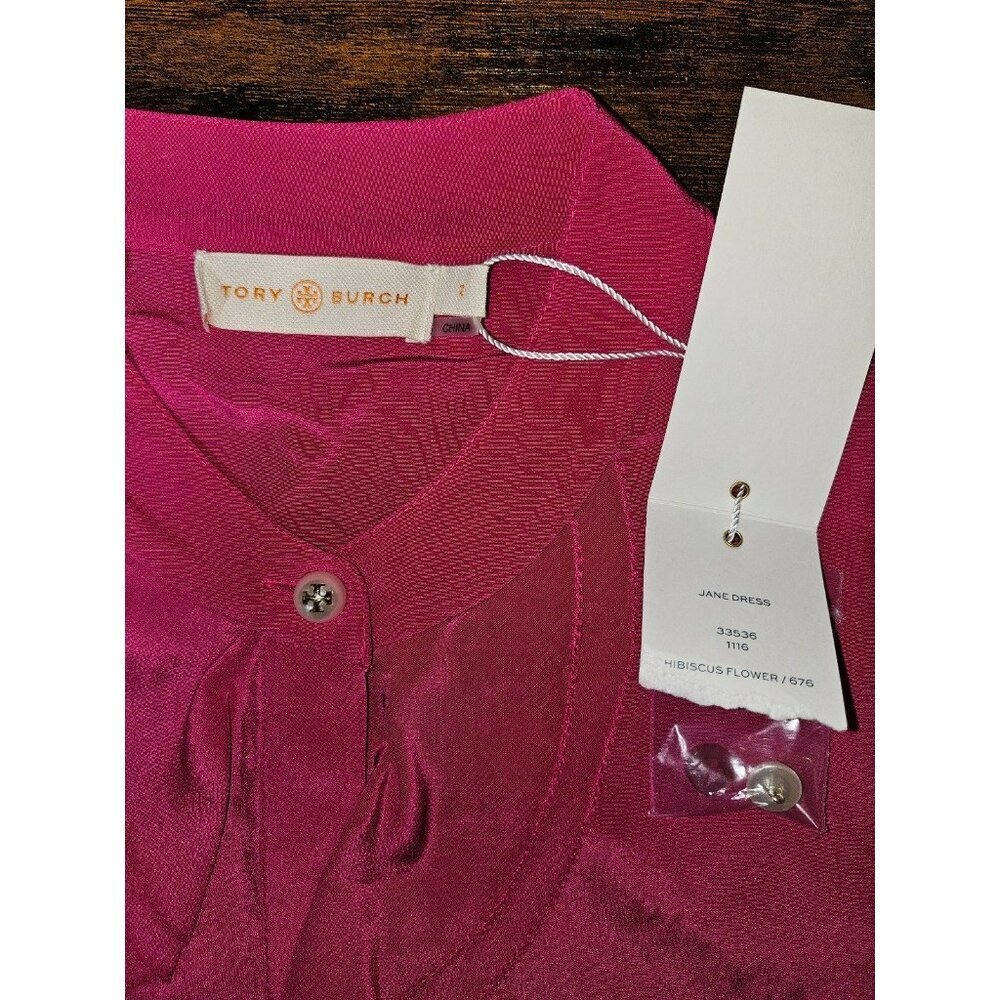 NWT Tory Burch Jane Fuschia Hibiscus Dress Size 2 XS Small - Picture 7 of 7